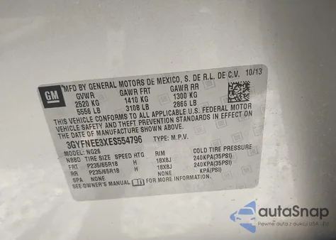 2014 Cadillac Srx Luxury Collection from USA, damaged, VIN 3GYFNEE3XES554796